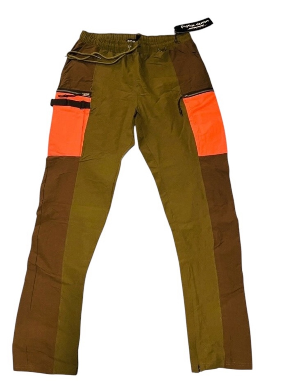 Motive NWT Men's Olive & Orange Contrast Utility Joggers - Picture 3 of 8